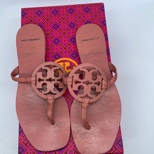 Tory Burch Tramonto Pinkish Miller square toe knotted thong sandals 7